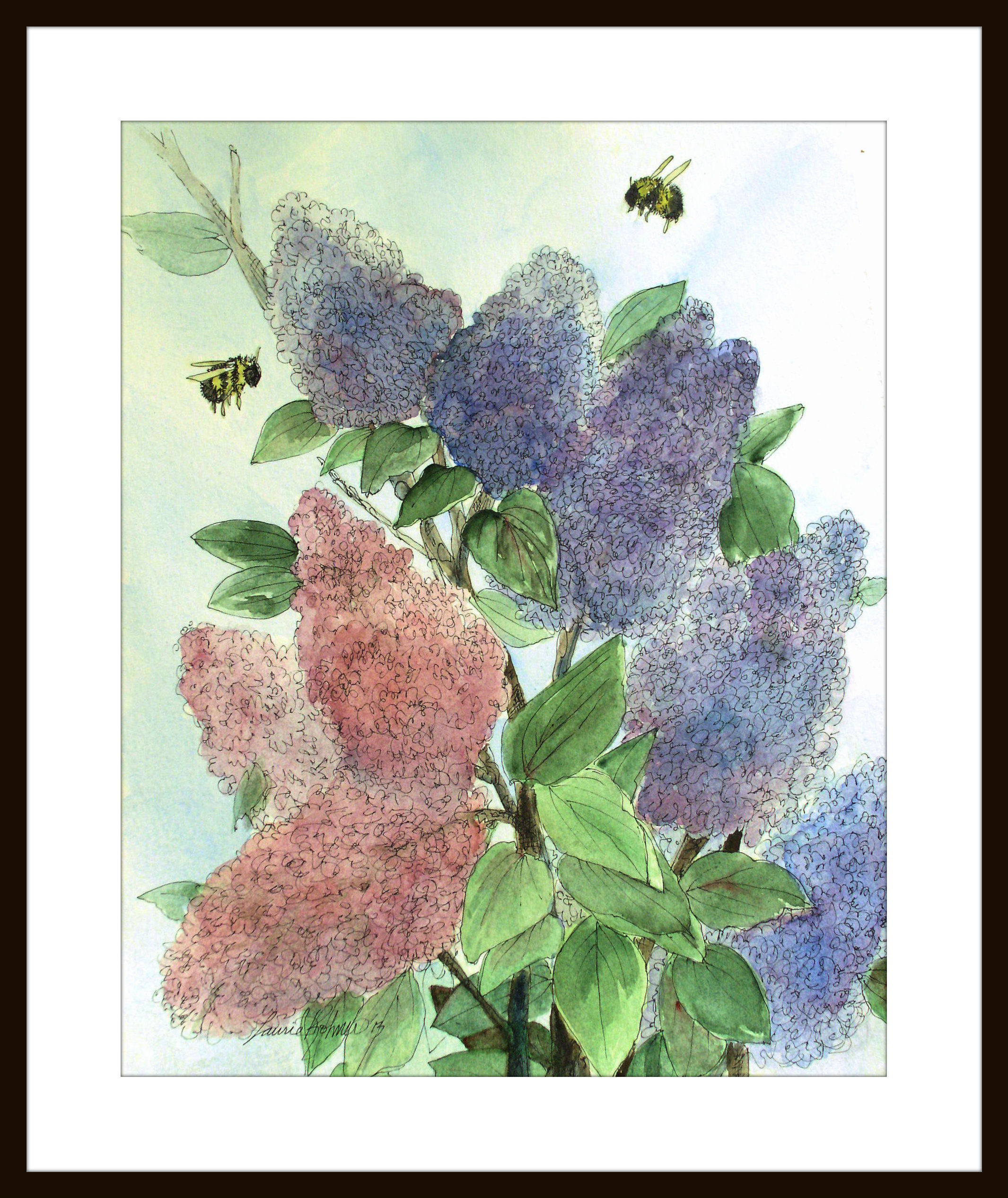 Lilacs in Spring Botanical Original Watercolor Painting