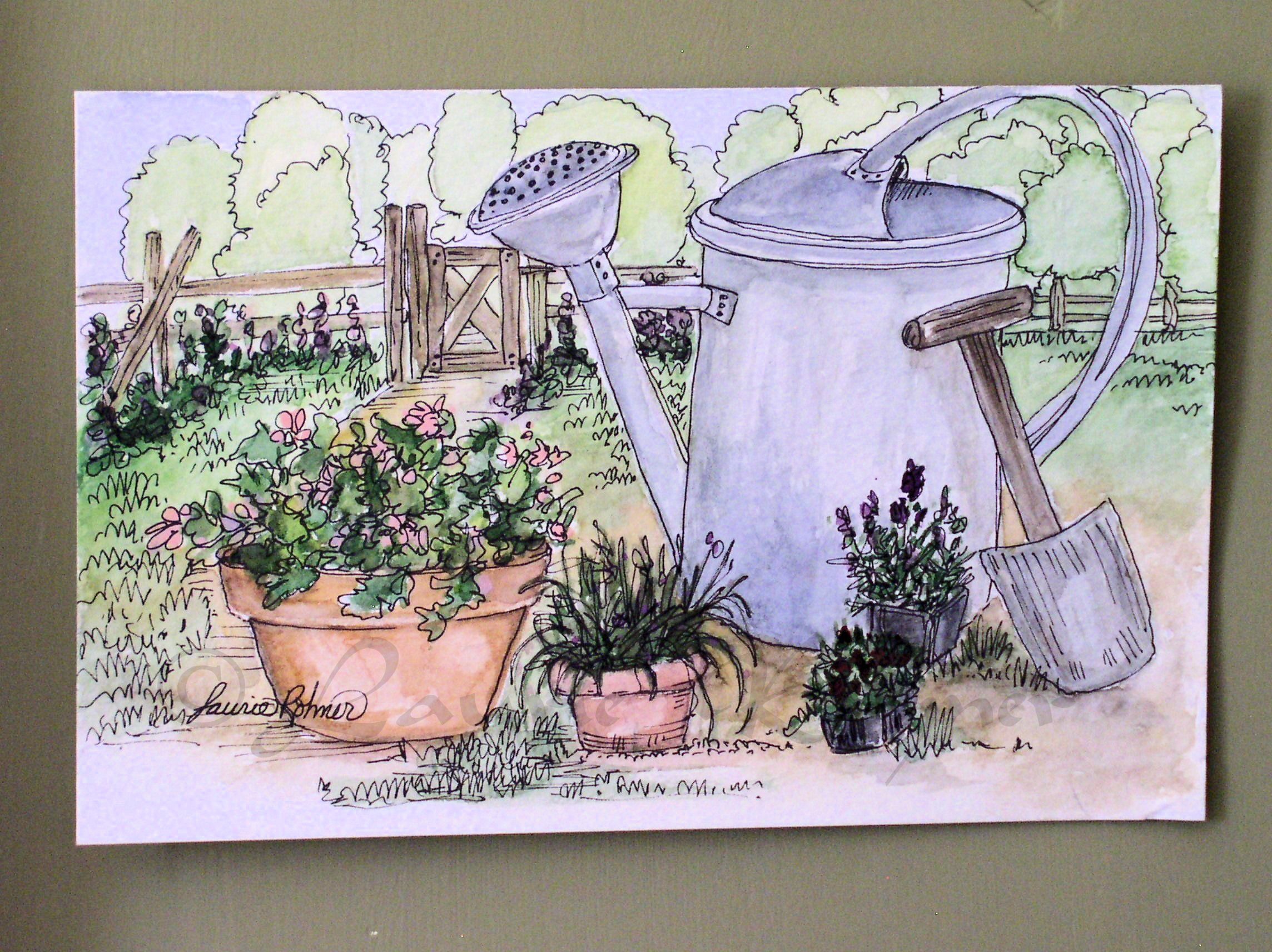 Title: Garden Tools Medium: watercolor on paper